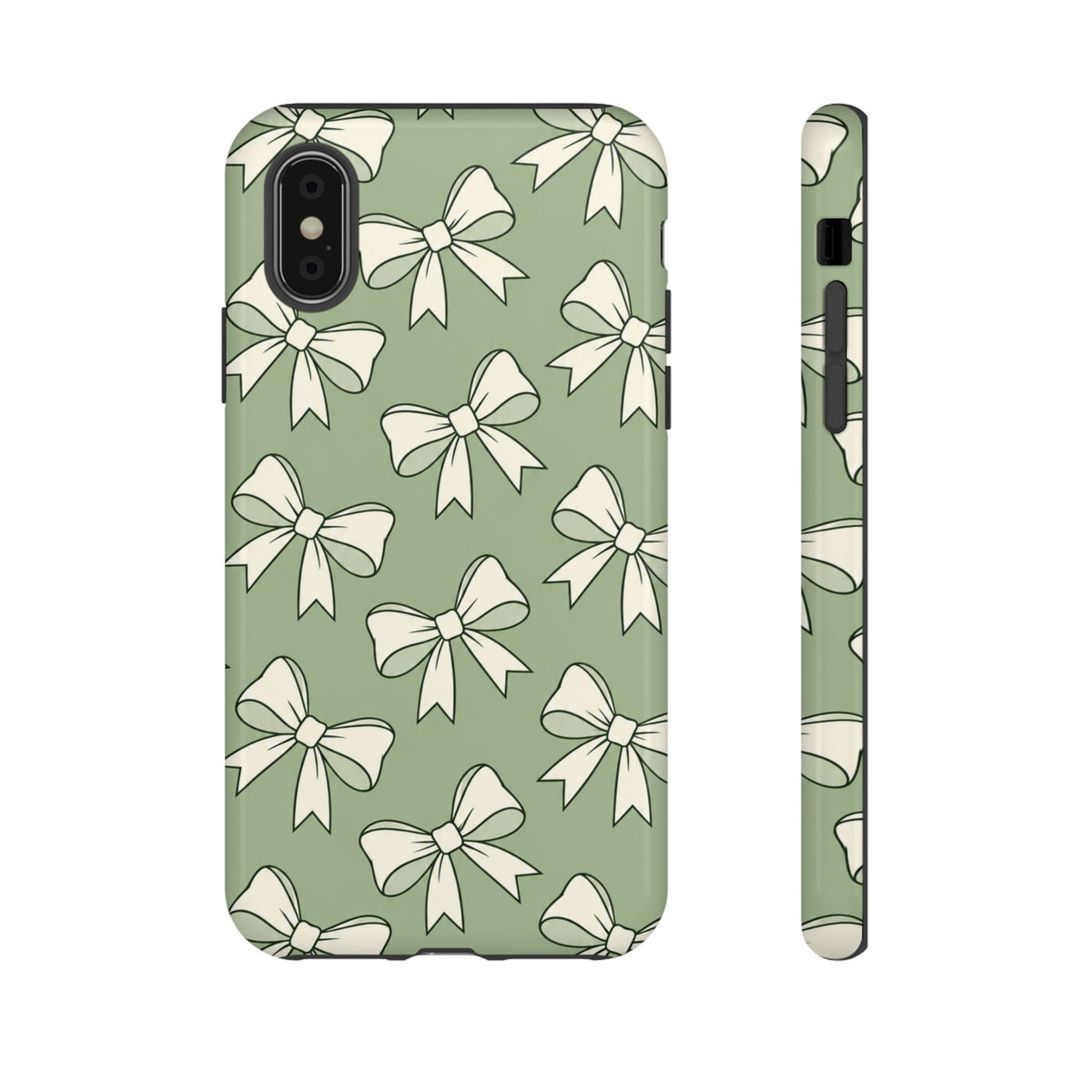 Chic Sage Green Bow Pattern Phone Case
