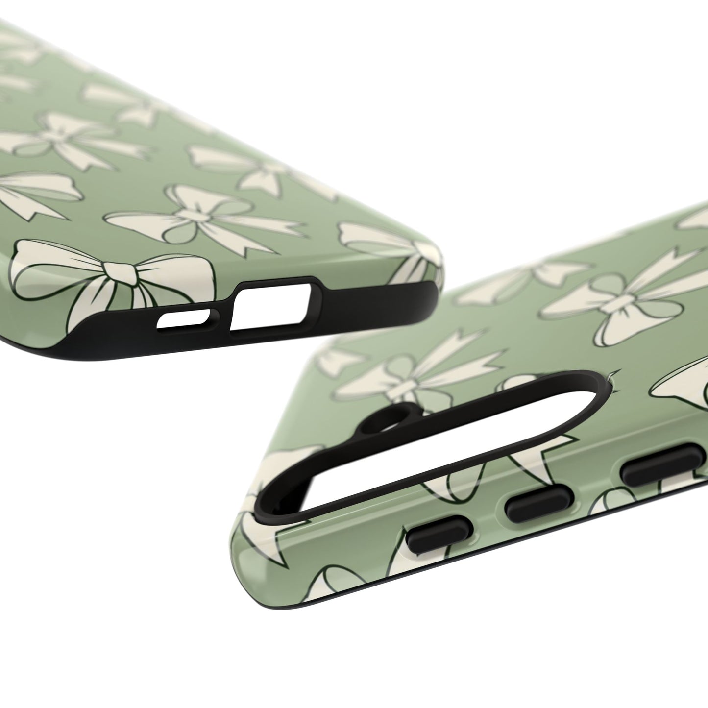 Chic Sage Green Bow Pattern Phone Case