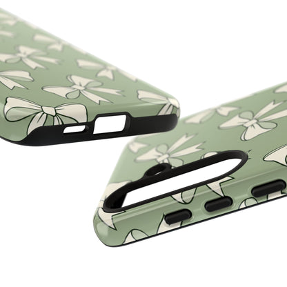 Chic Sage Green Bow Pattern Phone Case
