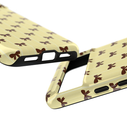 Retro Chocolate Brown Bow Pattern Phone Case