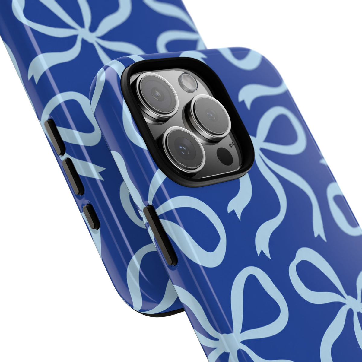 Bold Cobalt Blue and Powder Blue Bow Pattern Phone Case