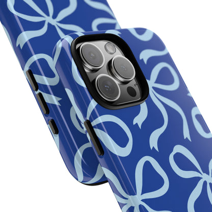 Bold Cobalt Blue and Powder Blue Bow Pattern Phone Case