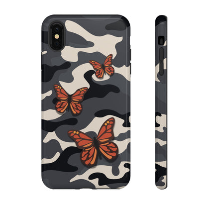 iPhone XS MAX / Glossy Phone Case - Black & Orange Butterfly Camo Phone Case
