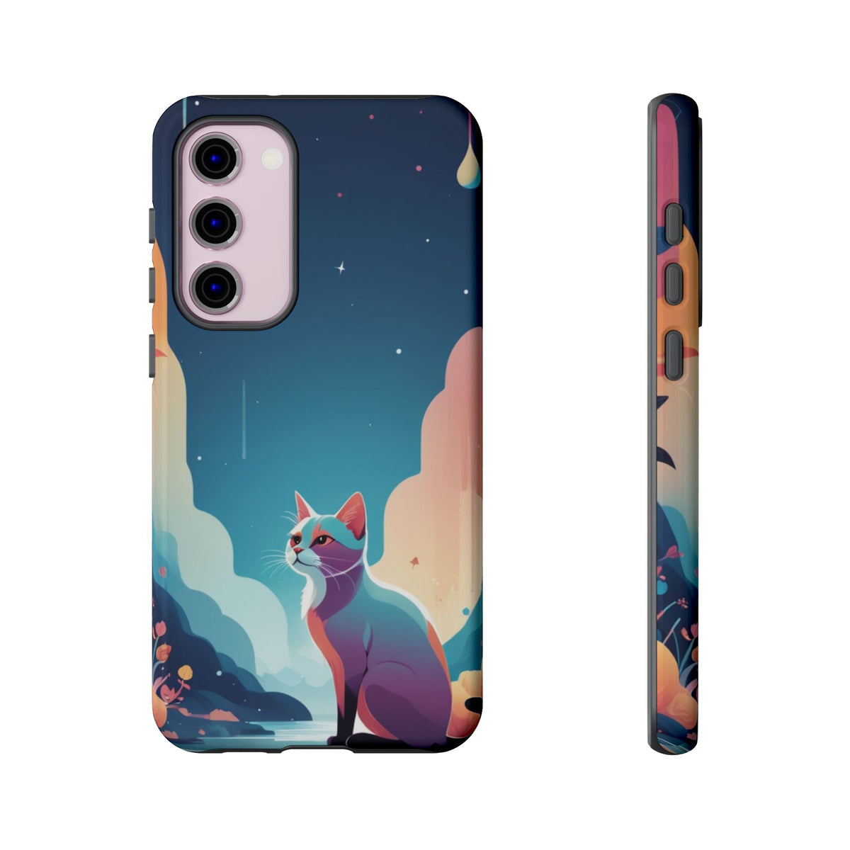 Stylised Cat Design Phone Case - Multicolor Phone Case - Samsung Galaxy S23 Plus / Glossy