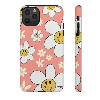 Fun Retro Daisy Pattern with Pink Background Phone Case - Pink Phone Case - iPhone 11 Pro Max / Glossy