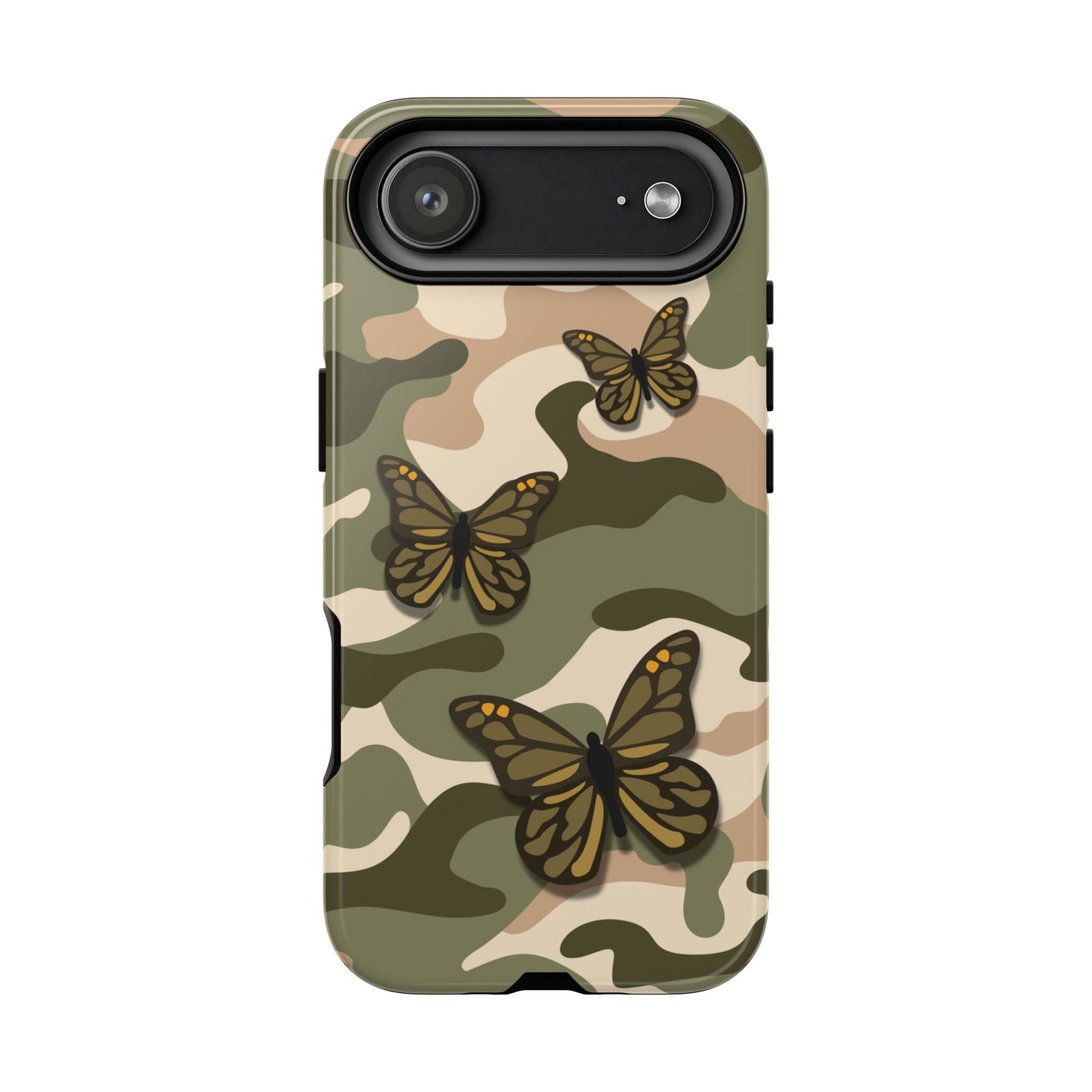 iPhone 17 Air / Glossy Phone Case - Green Butterfly Camo Phone Case