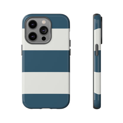 Blue & White Horizontal Stripe Pattern Phone Case - Blue Phone Case - iPhone 14 Pro / Glossy