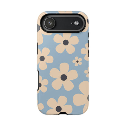 iPhone 17 Air / Glossy Phone Case - Cute Light Blue & Cream Daisy Pattern Phone Case