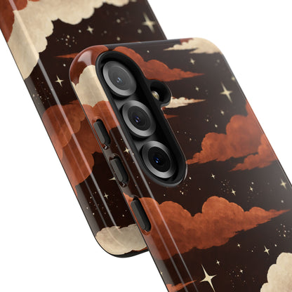 Illustrated Burnt Orange Clouds & Stars Phone Case