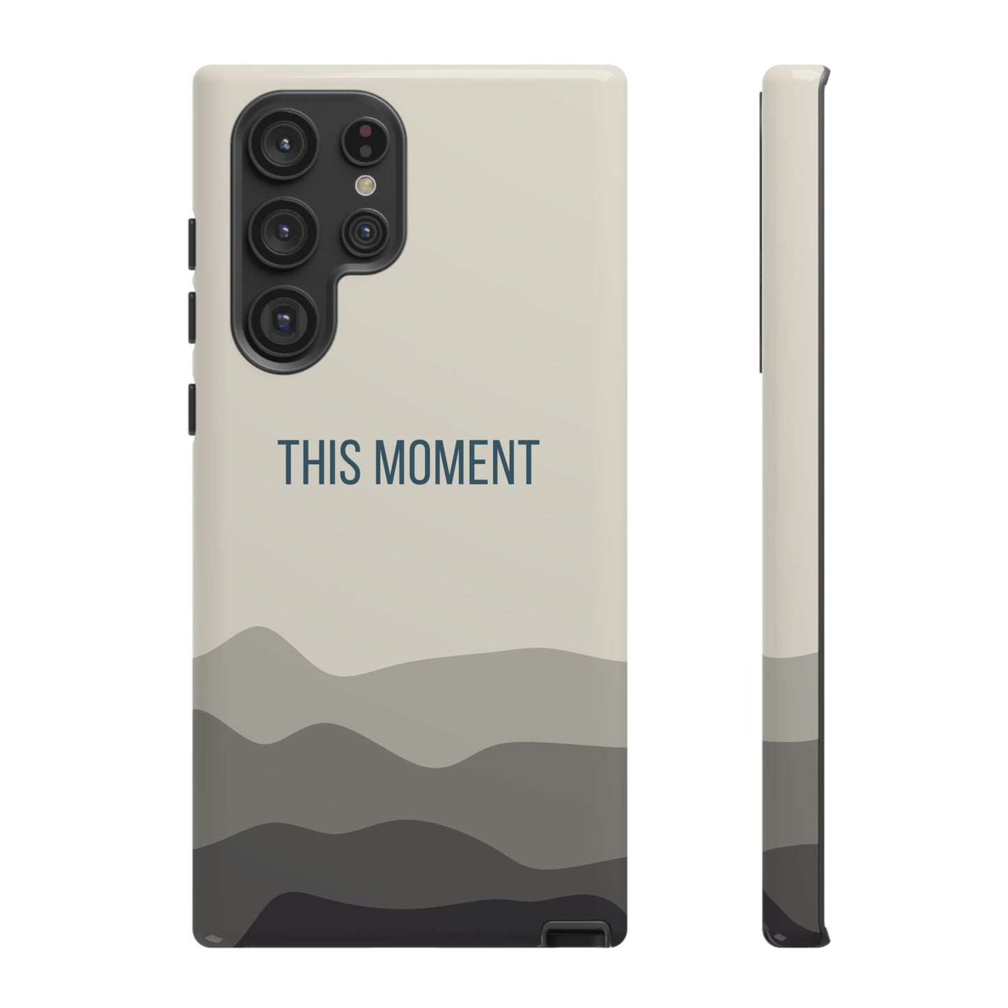 Samsung Galaxy S22 Ultra / Glossy Phone Case - Minimalist Cream Waves ’This Moment’ Statement Phone Case