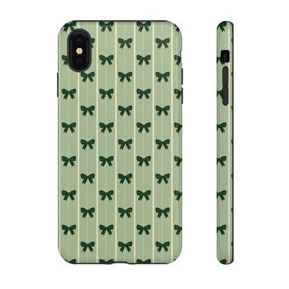 Retro Forest Green Bow Pattern Phone Case