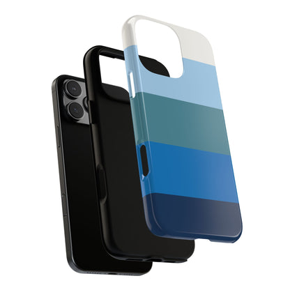 Blue and White Stripe Pattern Phone Case - Blue Phone Case