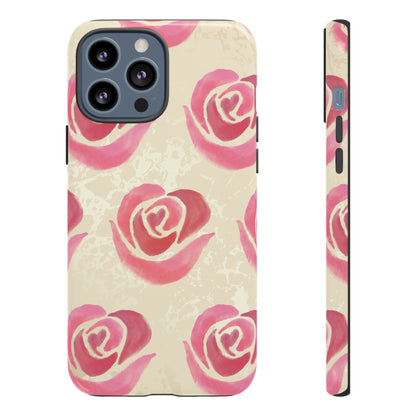 iPhone 13 Pro Max / Glossy Phone Case - ’Pink Rose Pattern’ Phone Case