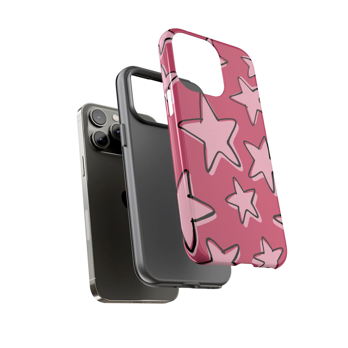 Raspberry Pink Doodle Star Phone Case