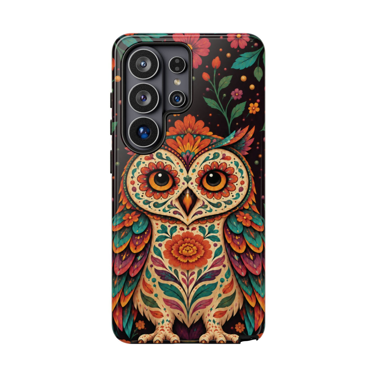 Vibrant Terracotta and Teal Calavera Owl Phone Case - Multicolor Phone Case - Samsung Galaxy S26 Ultra / Glossy