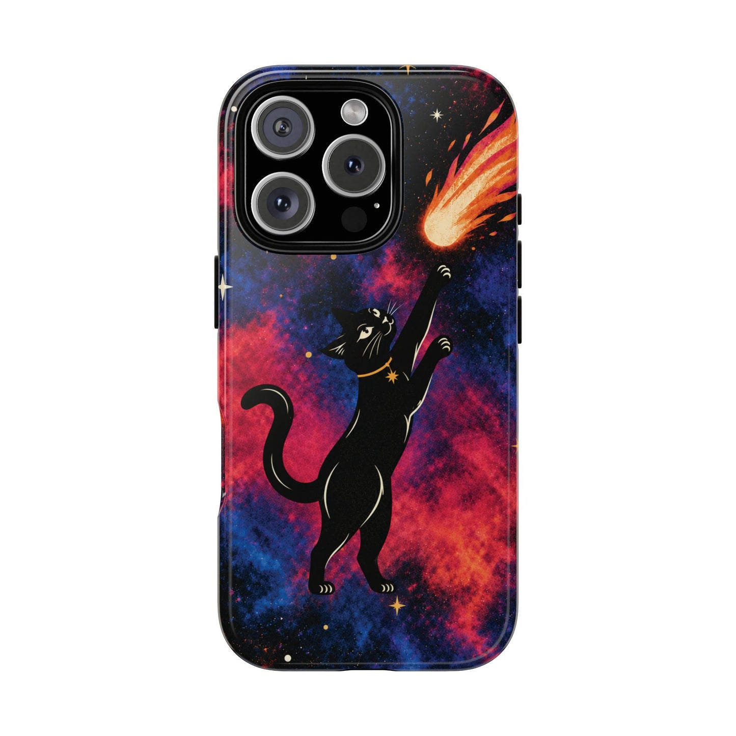 Whimsical Multicolour Celestial Black Cat Phone Case