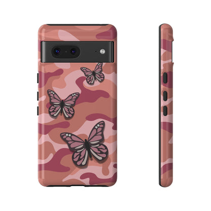 Google Pixel 7 / Glossy Phone Case - Pink Butterfly Camo Phone Case