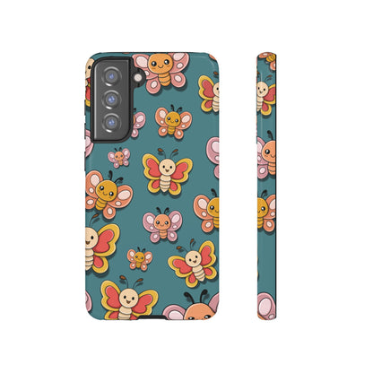 Blue Butterfly Sticker Design Phone Case - Blue Phone Case - Samsung Galaxy S21 FE / Glossy