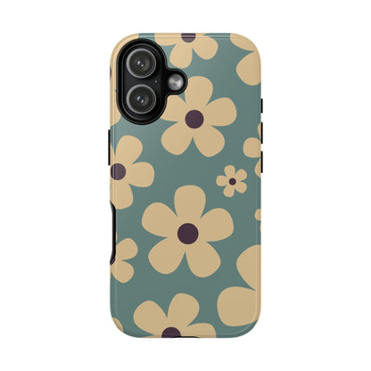 Cute Blue & Cream Daisy Pattern Phone Case - Blue Phone Case - iPhone 17 / Glossy