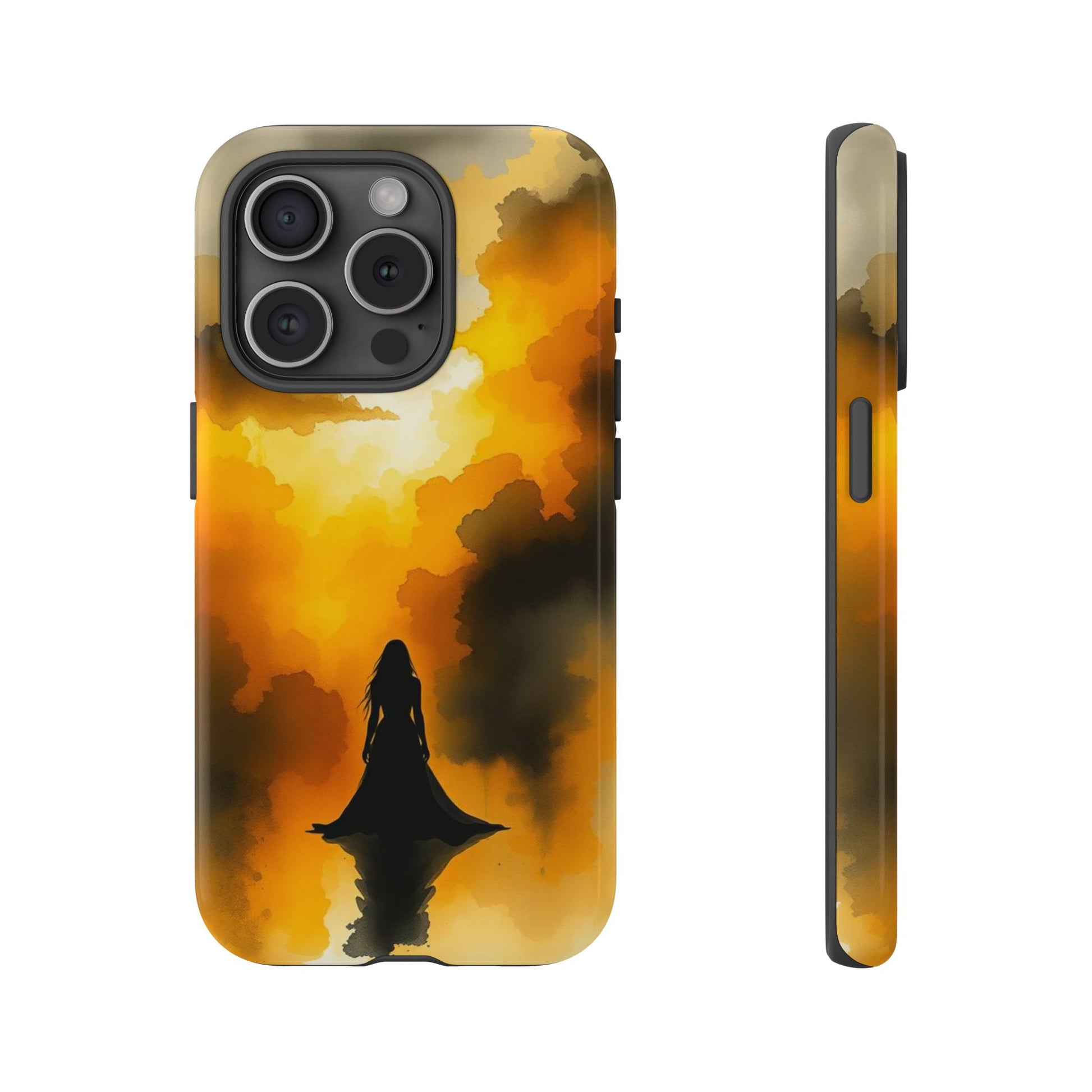 Watercolour Gothic Woman in Black Phone Case - Multicolor Phone Case - iPhone 15 Pro / Glossy