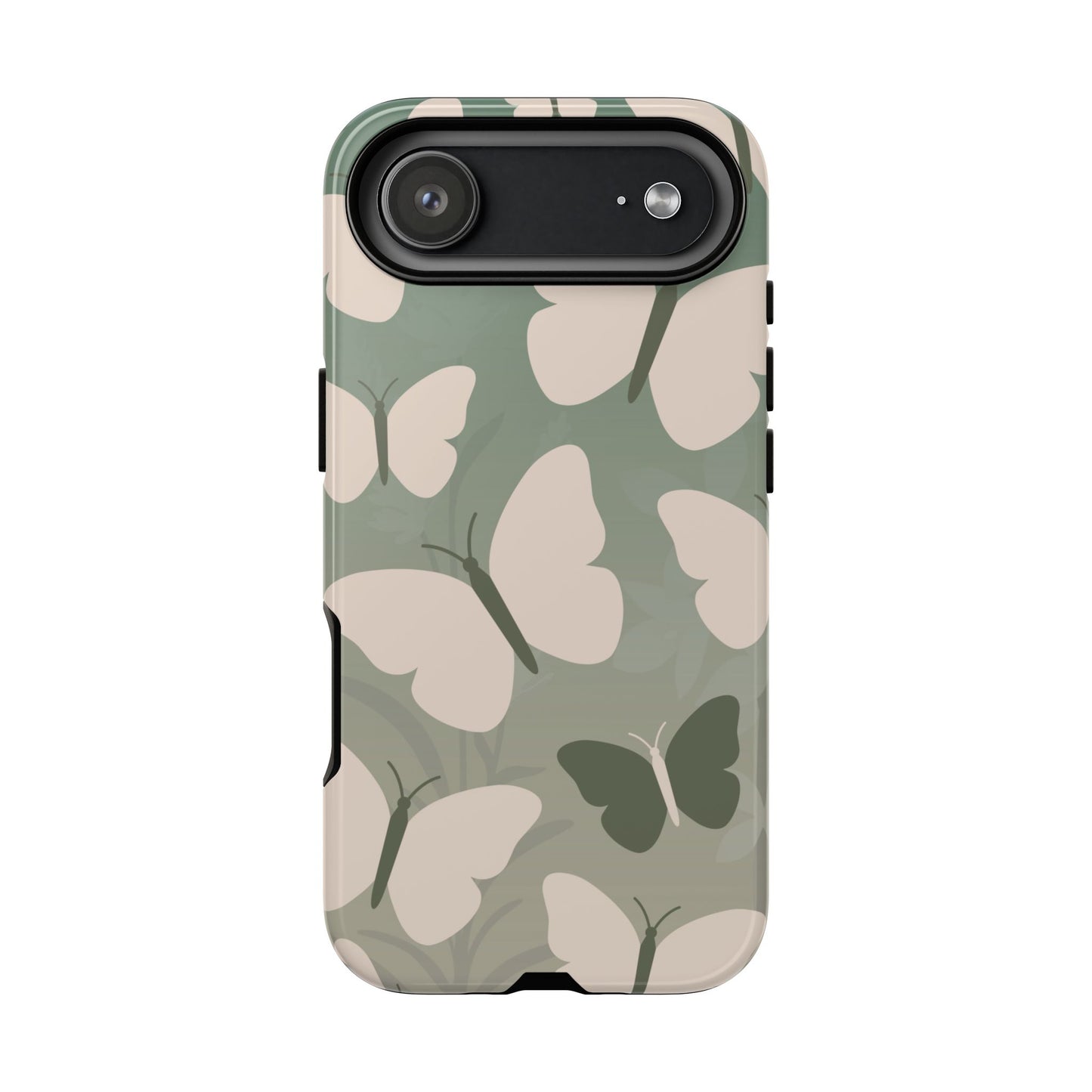 iPhone 17 Air / Glossy Phone Case - Minimalist Light Green Butterfly Pattern Phone Case