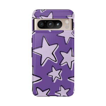 Violet Purple Doodle Star Phone Case