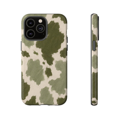 Stylish Olive Green Cow Print Phone Case