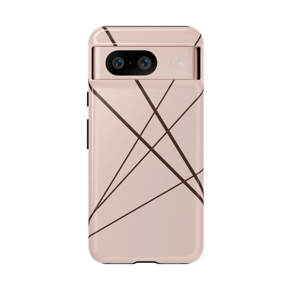 Abstract Pink with Brown Lines Phone Case - Pink Phone Case - Google Pixel 8 / Glossy