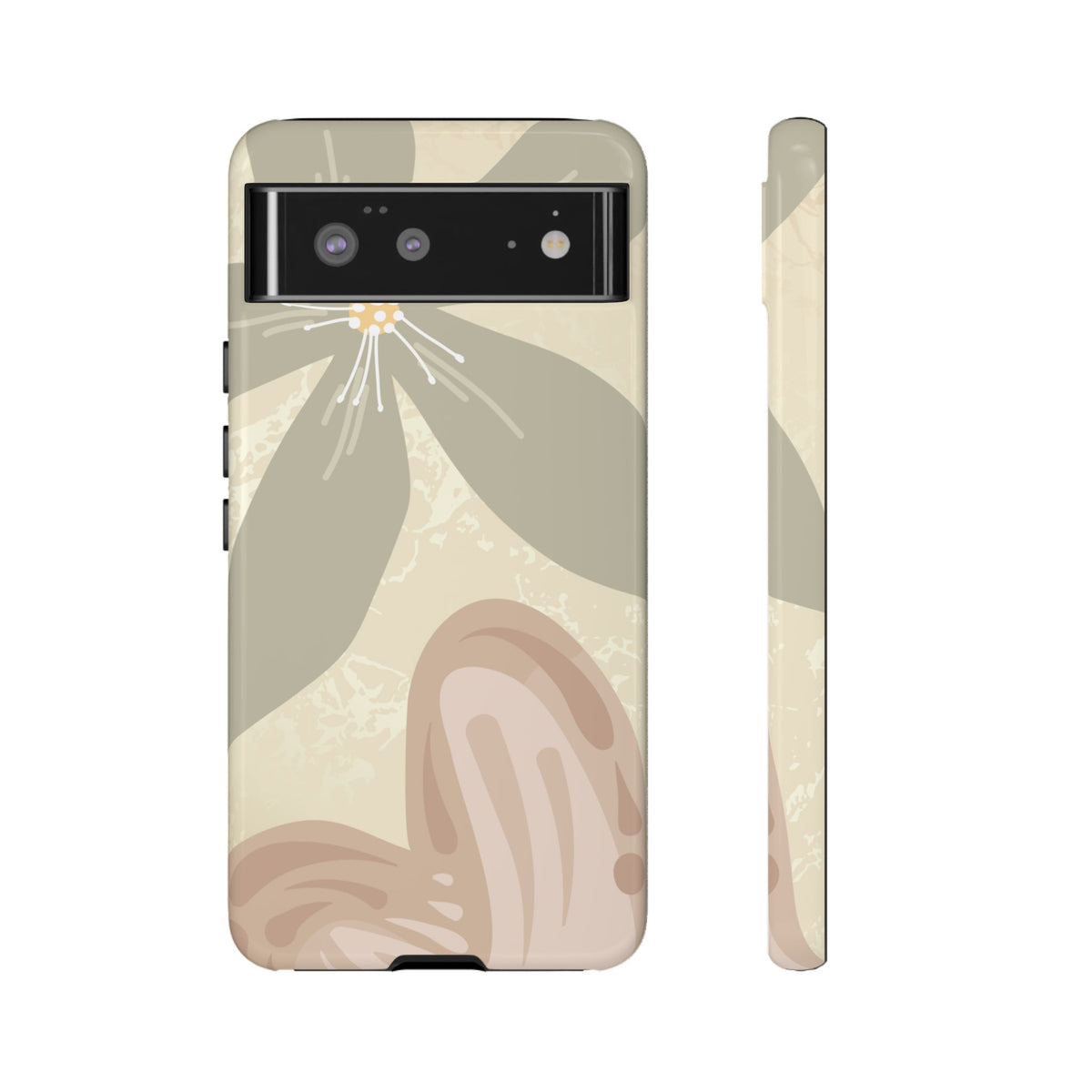 Hibiscus Heart Pattern Phone Case - Beige Phone Case - Google Pixel 6 / Glossy