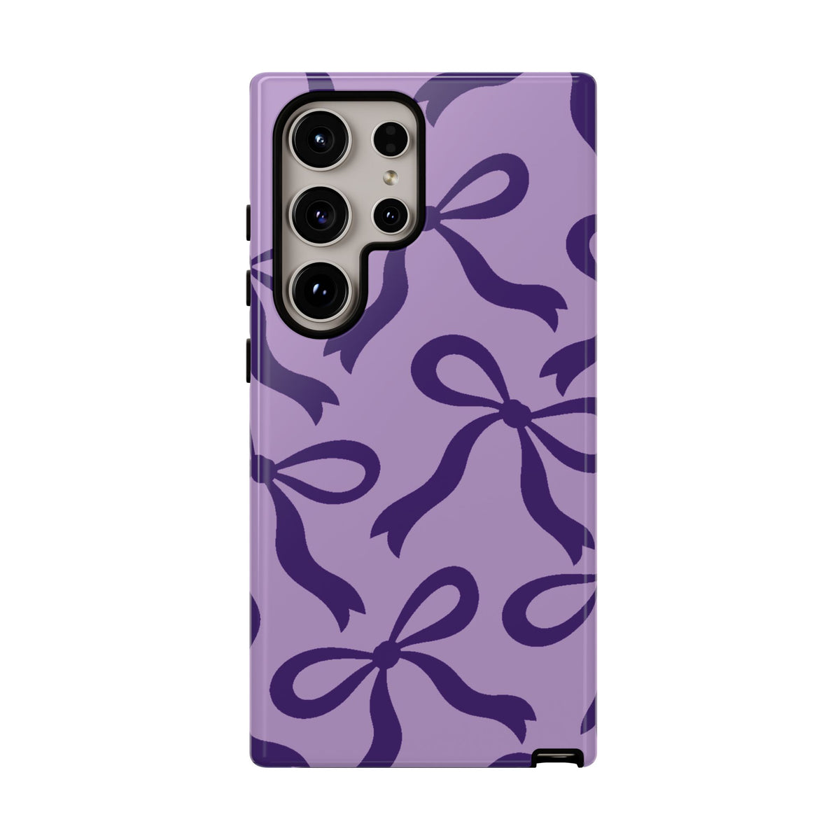 Bold Lilac and Deep Purple Bow Pattern Phone Case - Purple Phone Case - Samsung Galaxy S24 Ultra / Glossy