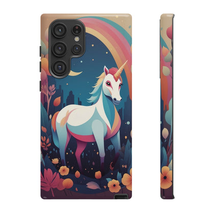 Samsung Galaxy S22 Ultra / Glossy Phone Case - Stylised Unicorn & Rainbow Design Phone Case