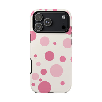 iPhone 17 Pro Max / Glossy Phone Case - ’Bold White with Pink Dot Pattern’ Phone Case