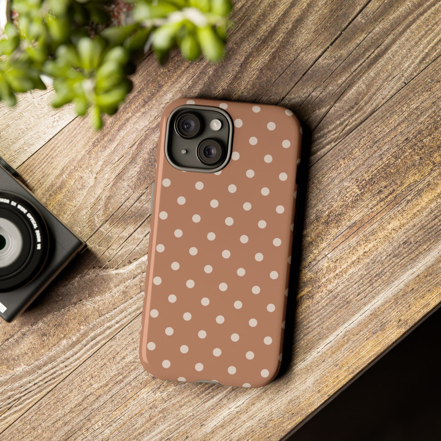Brown with White Dot Pattern Phone Case