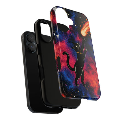 Whimsical Multicolour Celestial Black Cat Phone Case