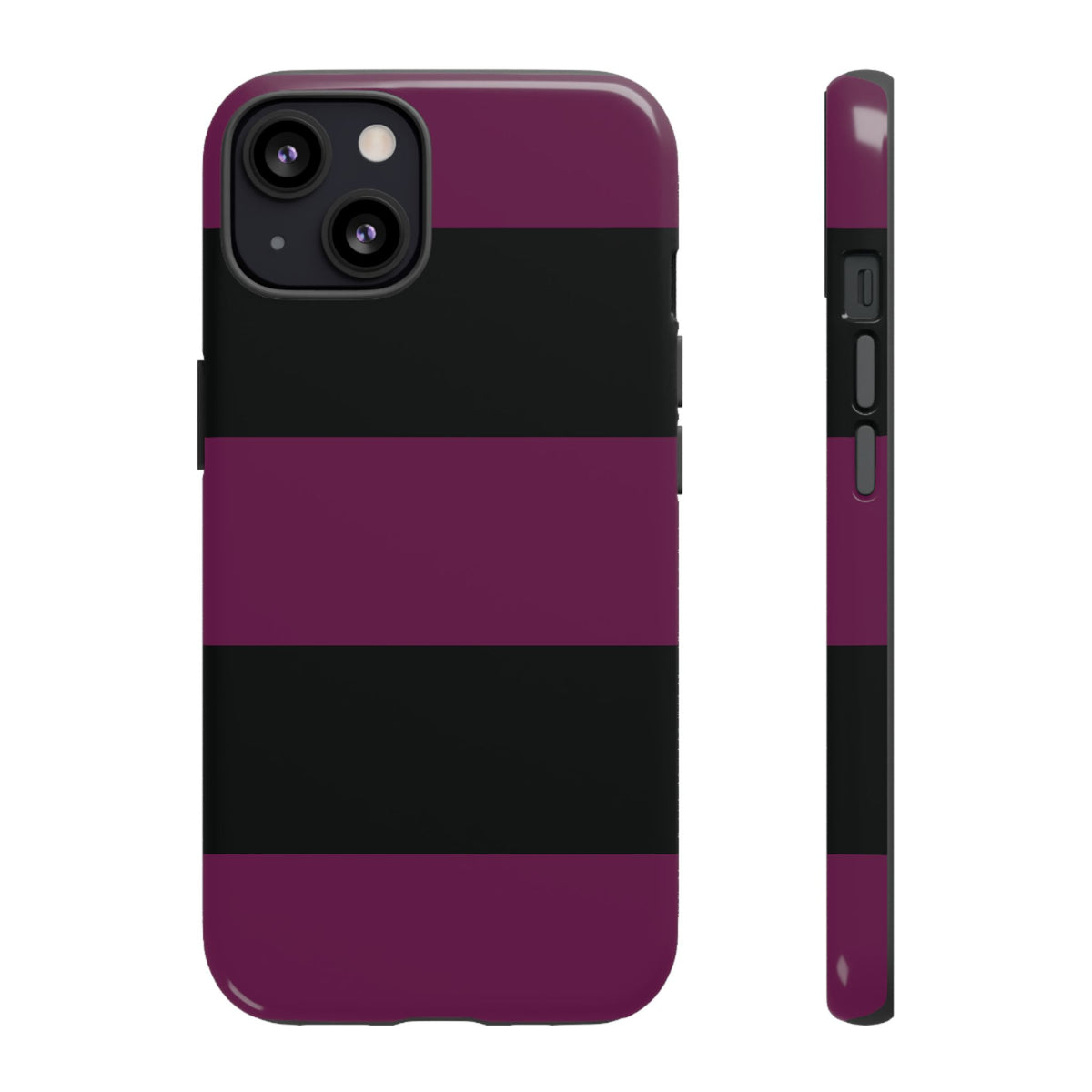 Purple & Black Horizontal Stripe Pattern Phone Case - Purple Phone Case - iPhone 13 / Glossy