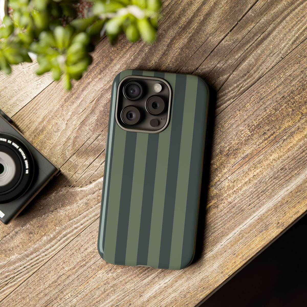 Dark Green Stripe Pattern Phone Case - Green Phone Case