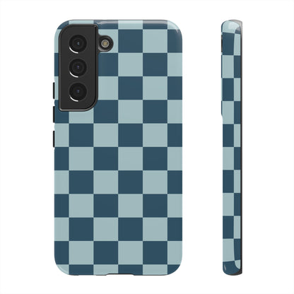 Blue Checked Pattern Phone Case - Blue Phone Case - Samsung Galaxy S22 / Glossy