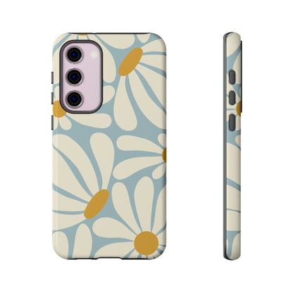 Retro Light Blue Daisy Pattern Phone Case - Blue Phone Case - Samsung Galaxy S23 Plus / Glossy