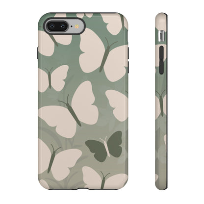 iPhone 8 Plus / Glossy Phone Case - Minimalist Light Green Butterfly Pattern Phone Case