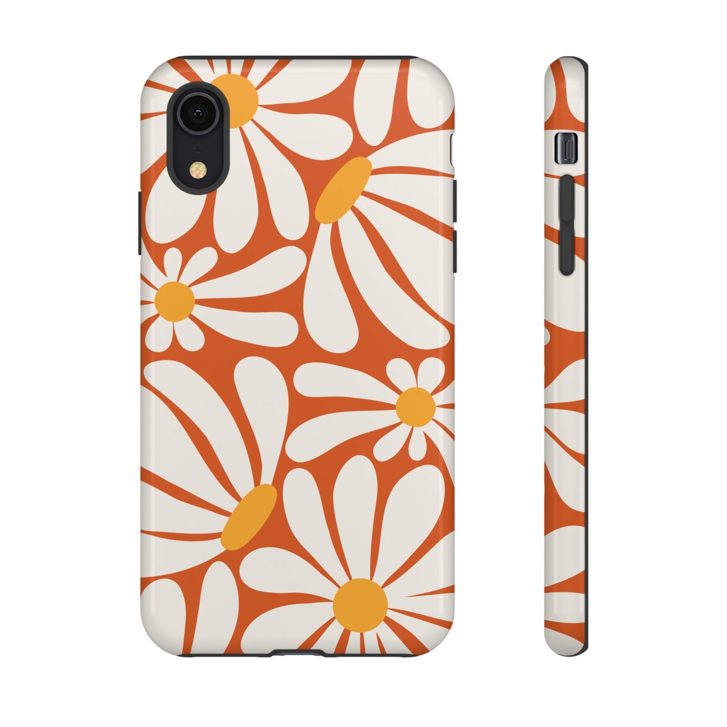 Retro Orange Daisy Pattern Phone Case - Orange Phone Case - iPhone XR / Glossy