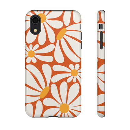 Retro Orange Daisy Pattern Phone Case - Orange Phone Case - iPhone XR / Glossy