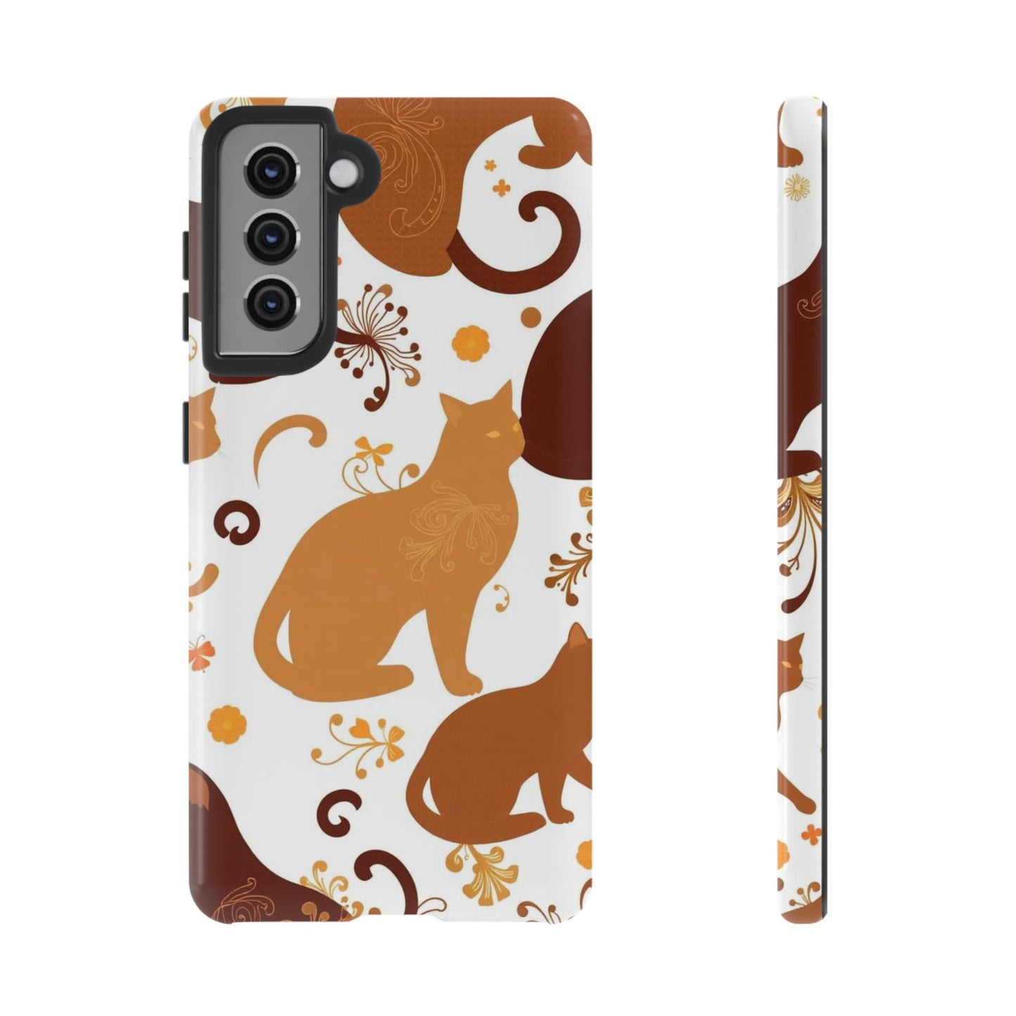 Samsung Galaxy S21 / Glossy Phone Case - Abstract Cat Pattern Phone Case