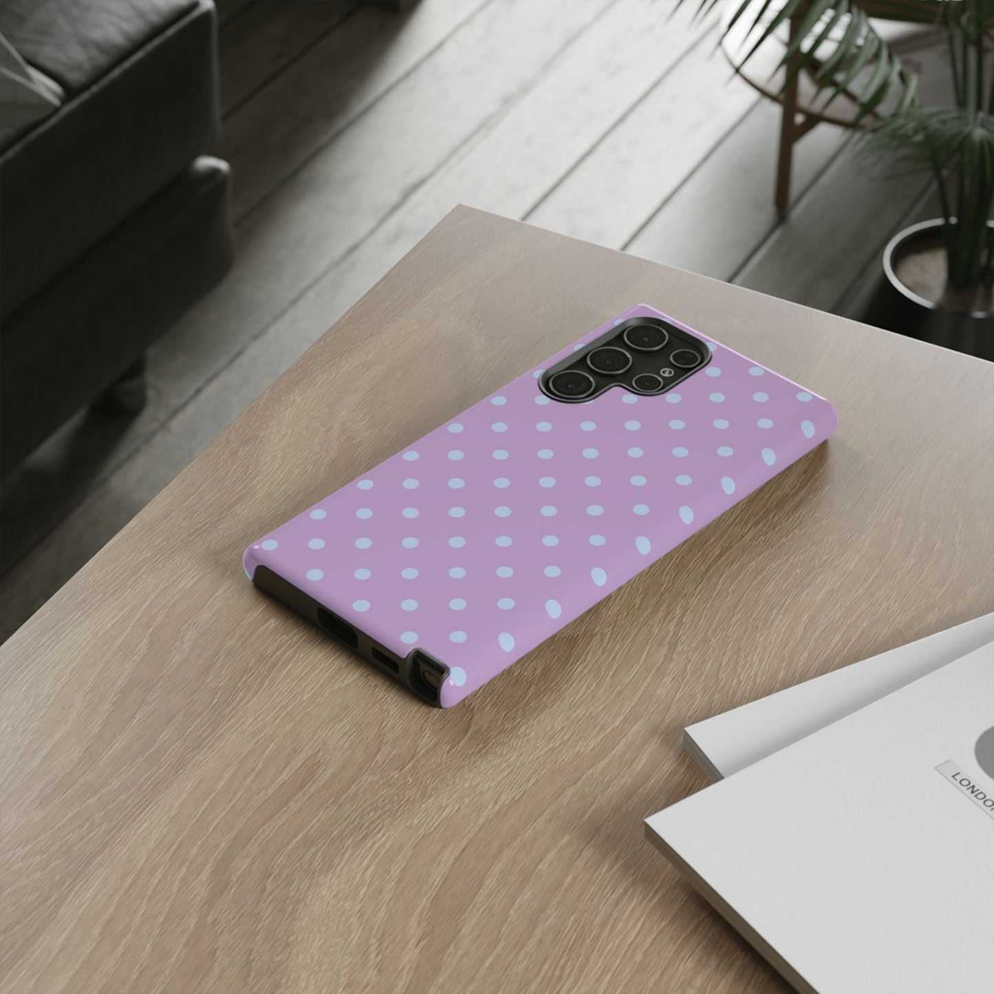 Trendy Lilac & Ice Blue Dot Pattern Phone Case