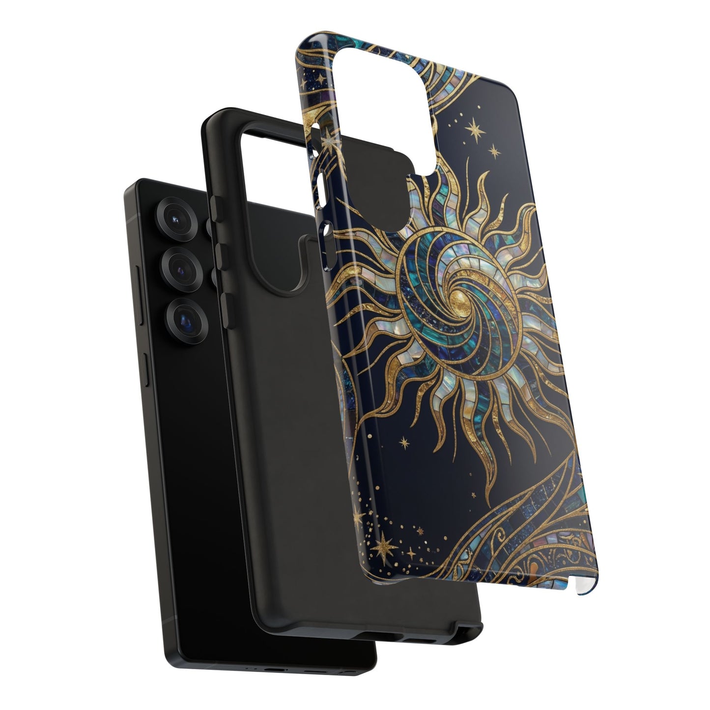 Elegant Navy & Gold Solar Spiral Phone Case