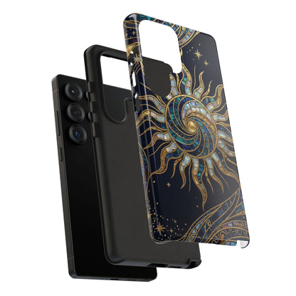Elegant Navy & Gold Solar Spiral Phone Case