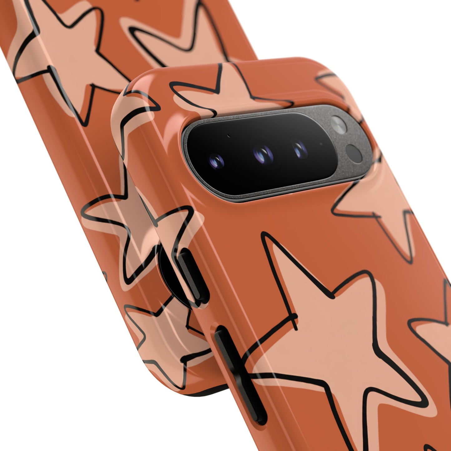 Burnt Orange Doodle Star Phone Case