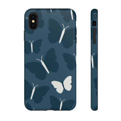 Minimalist Dark Blue Butterfly Pattern Phone Case - Blue Phone Case - iPhone XS MAX / Glossy