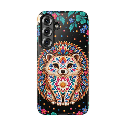 Vibrant Orange and Turquoise Calavera Hedgehog Phone Case - Multicolor Phone Case - Samsung Galaxy S25 Plus / Glossy