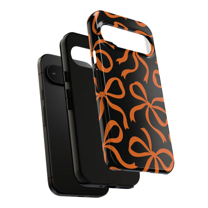 Bold Black and Burnt Orange Bow Pattern Phone Case