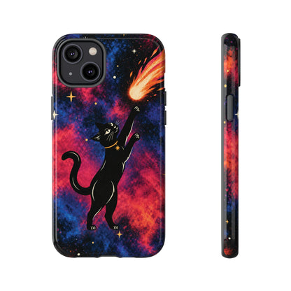 Whimsical Multicolour Celestial Black Cat Phone Case